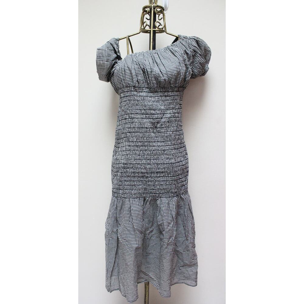 Shaina Mote Acacia Gingham Smocked Midi Dress Size Medium